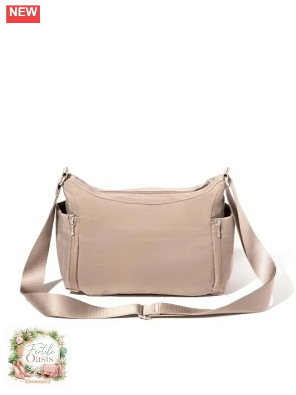 Nylon Crossbody Bag with RFID Protection - Hobo Style